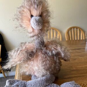 Odette Ostrich Pink & Grey Feathered Body Plush Grey Legs Neck Jellycat London
